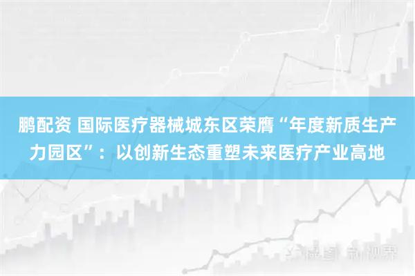 鹏配资 国际医疗器械城东区荣膺“年度新质生产力园区”:以创新生态重塑未来医疗产业高地